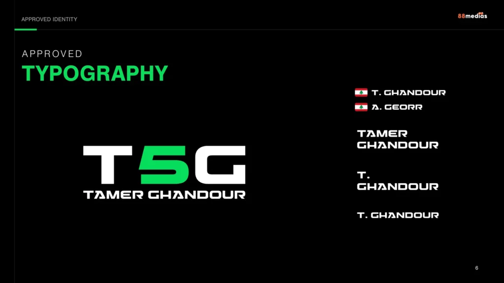 T5G — Approved typography and driver name plates