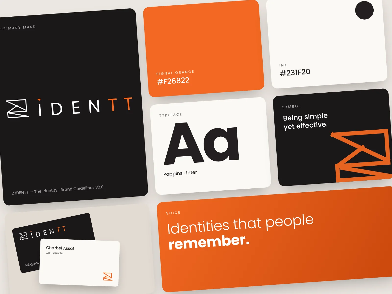 Zidentt brand identity system board